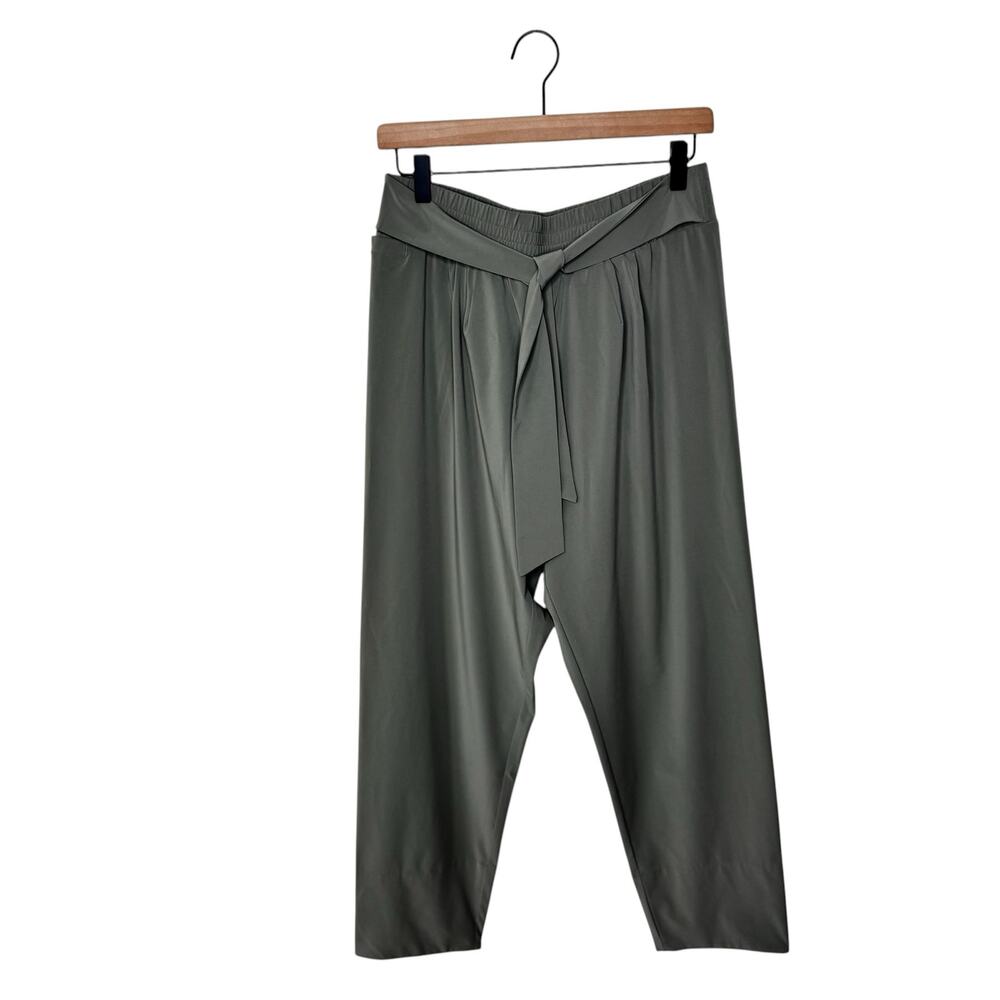 ADAY Sage Green Pull On Tie Front Travel Trouser Pants Size Medium